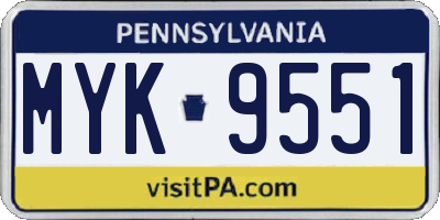 PA license plate MYK9551