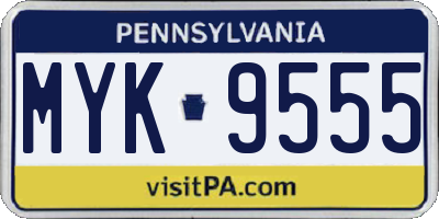 PA license plate MYK9555