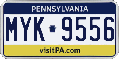 PA license plate MYK9556