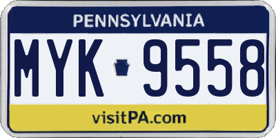 PA license plate MYK9558