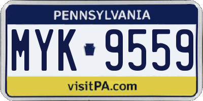PA license plate MYK9559