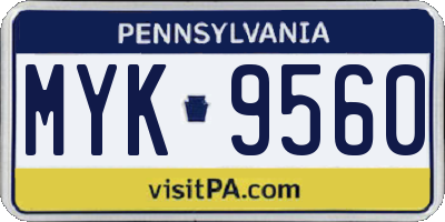 PA license plate MYK9560