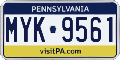 PA license plate MYK9561