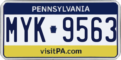 PA license plate MYK9563