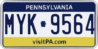 PA license plate MYK9564
