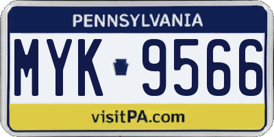 PA license plate MYK9566