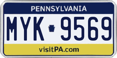 PA license plate MYK9569