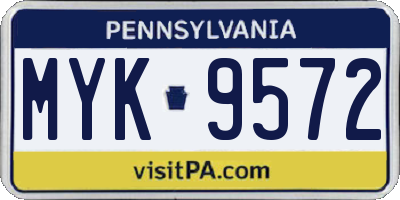 PA license plate MYK9572