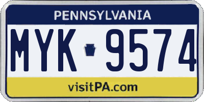 PA license plate MYK9574