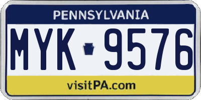 PA license plate MYK9576
