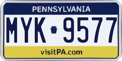 PA license plate MYK9577