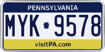 PA license plate MYK9578