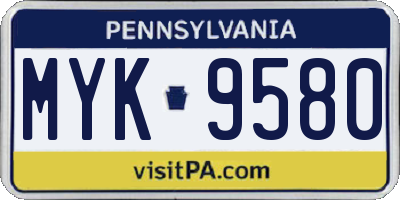 PA license plate MYK9580