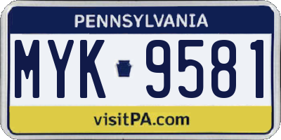 PA license plate MYK9581