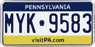 PA license plate MYK9583