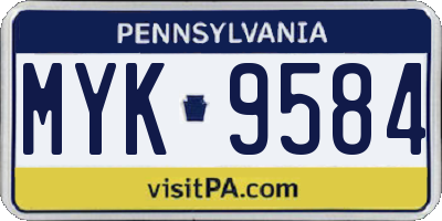 PA license plate MYK9584