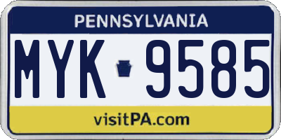 PA license plate MYK9585