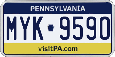PA license plate MYK9590