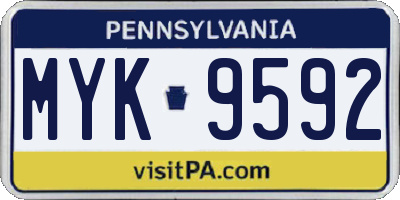 PA license plate MYK9592