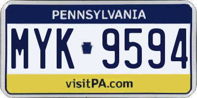 PA license plate MYK9594