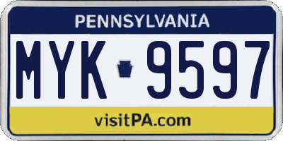 PA license plate MYK9597
