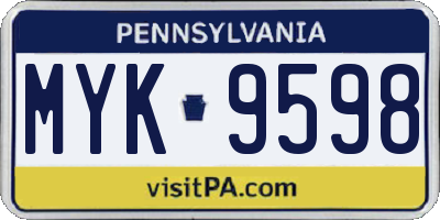 PA license plate MYK9598