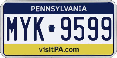 PA license plate MYK9599
