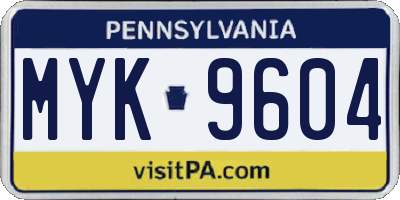 PA license plate MYK9604
