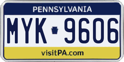 PA license plate MYK9606