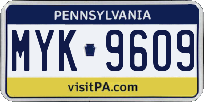 PA license plate MYK9609