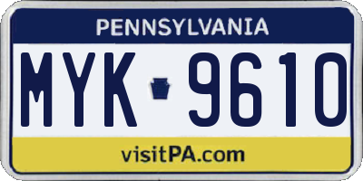 PA license plate MYK9610