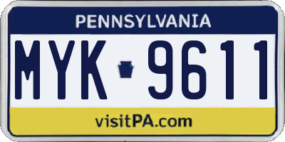 PA license plate MYK9611