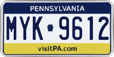 PA license plate MYK9612