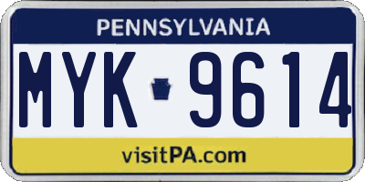 PA license plate MYK9614