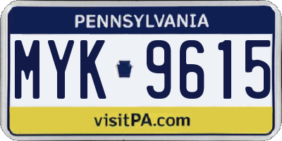 PA license plate MYK9615