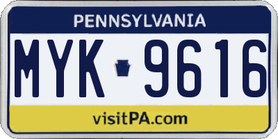 PA license plate MYK9616