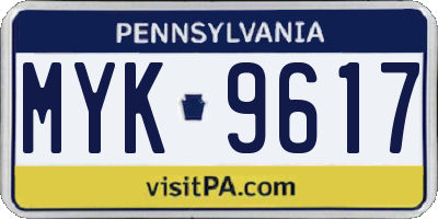 PA license plate MYK9617