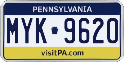 PA license plate MYK9620