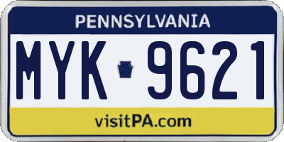 PA license plate MYK9621