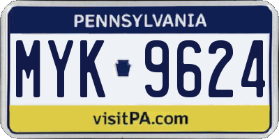 PA license plate MYK9624