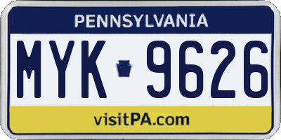 PA license plate MYK9626