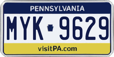 PA license plate MYK9629