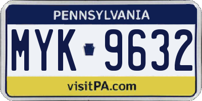 PA license plate MYK9632