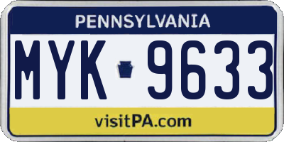 PA license plate MYK9633