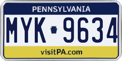 PA license plate MYK9634