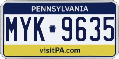 PA license plate MYK9635