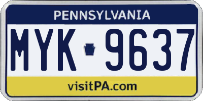 PA license plate MYK9637
