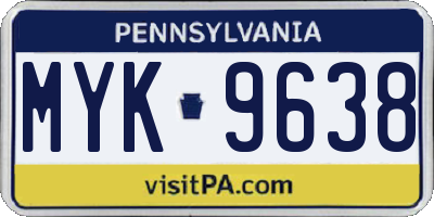 PA license plate MYK9638