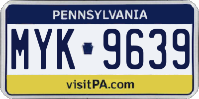 PA license plate MYK9639