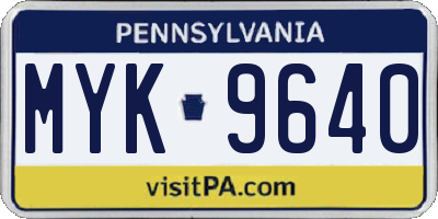 PA license plate MYK9640